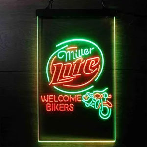 Miller Lite Welcome Bikers Neon-Like LED Sign