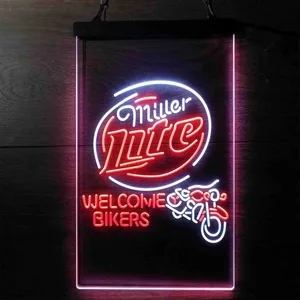Miller Lite Welcome Bikers Neon-Like LED Sign