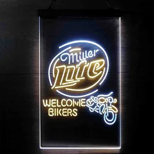 Miller Lite Welcome Bikers Neon-Like LED Sign