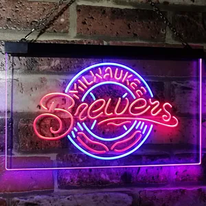 Milwaukee Brewers Logo 1 Neon-Like LED Sign - Legacy Edition