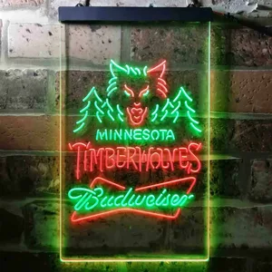 Minnesota Timberwolves Budweiser Neon-Like LED Sign