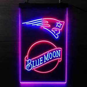 New England Patriots Blue Moon Neon-Like LED Sign