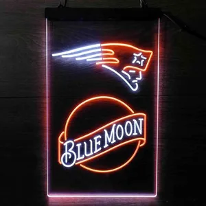 New England Patriots Blue Moon Neon-Like LED Sign