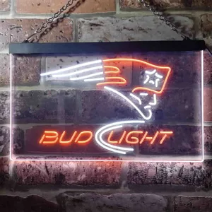 New England Patriots Bud Light Neon-Like LED Sign