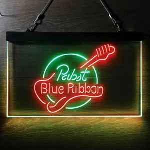 Pabst Blue Ribbon Guitar 2 Neon-Like LED Sign