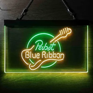Pabst Blue Ribbon Guitar 2 Neon-Like LED Sign