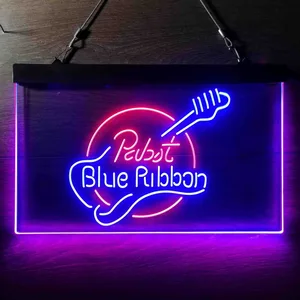 Pabst Blue Ribbon Guitar 2 Neon-Like LED Sign