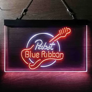 Pabst Blue Ribbon Guitar 2 Neon-Like LED Sign