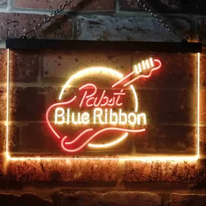 Pabst Blue Ribbon Guitar Neon-Like LED Sign