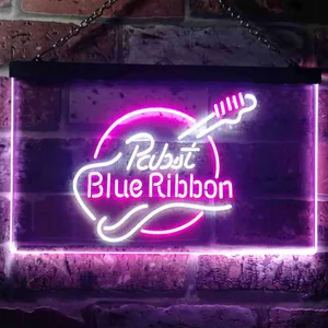 Pabst Blue Ribbon Guitar Neon-Like LED Sign