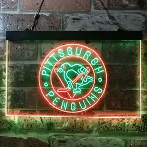 Pittsburgh Penguins Round Logo Neon-Like LED Sign