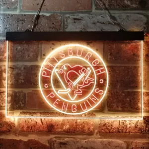 Pittsburgh Penguins Round Logo Neon-Like LED Sign