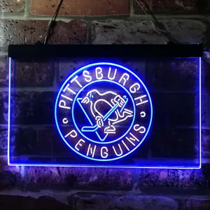 Pittsburgh Penguins Round Logo Neon-Like LED Sign