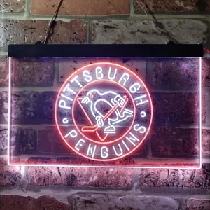 Pittsburgh Penguins Round Logo Neon-Like LED Sign