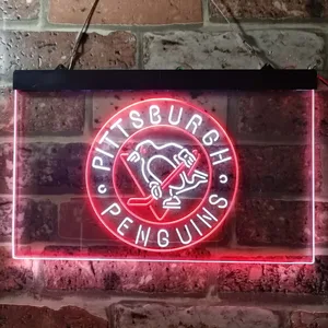 Pittsburgh Penguins Round Logo Neon-Like LED Sign