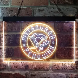 Pittsburgh Penguins Round Logo Neon-Like LED Sign