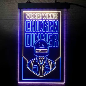 PUBG Battlegrounds Winner Winner Chicken Dinner Neon-Like LED Sign