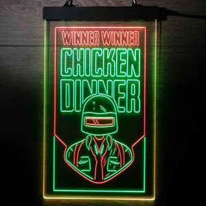 PUBG Battlegrounds Winner Winner Chicken Dinner Neon-Like LED Sign