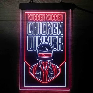 PUBG Battlegrounds Winner Winner Chicken Dinner Neon-Like LED Sign
