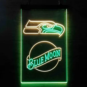Seattle Seahawks Blue Moon Neon-Like LED Sign