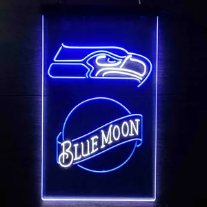 Seattle Seahawks Blue Moon Neon-Like LED Sign