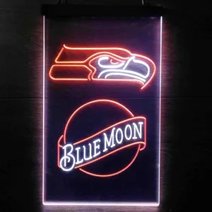 Seattle Seahawks Blue Moon Neon-Like LED Sign