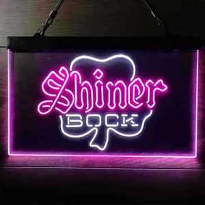 Shiner Bock Clover Shamrock Neon-Like LED Sign