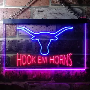 Texas Longhorns Hook Em Horns Neon-Like LED Sign