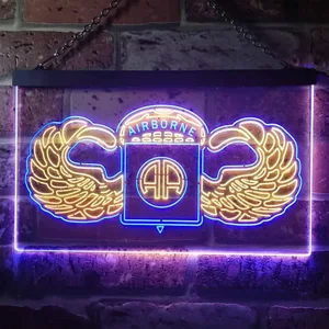 US Army 82nd Airborne Division Wings Neon-Like LED Sign