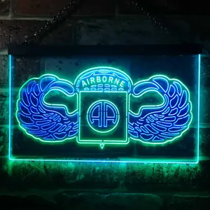 US Army 82nd Airborne Division Wings Neon-Like LED Sign