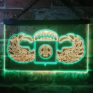 US Army 82nd Airborne Division Wings Neon-Like LED Sign