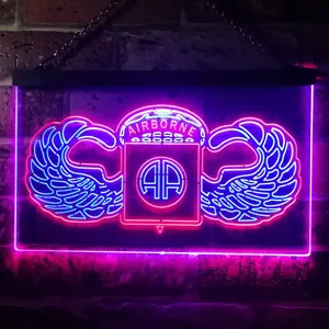 US Army 82nd Airborne Division Wings Neon-Like LED Sign