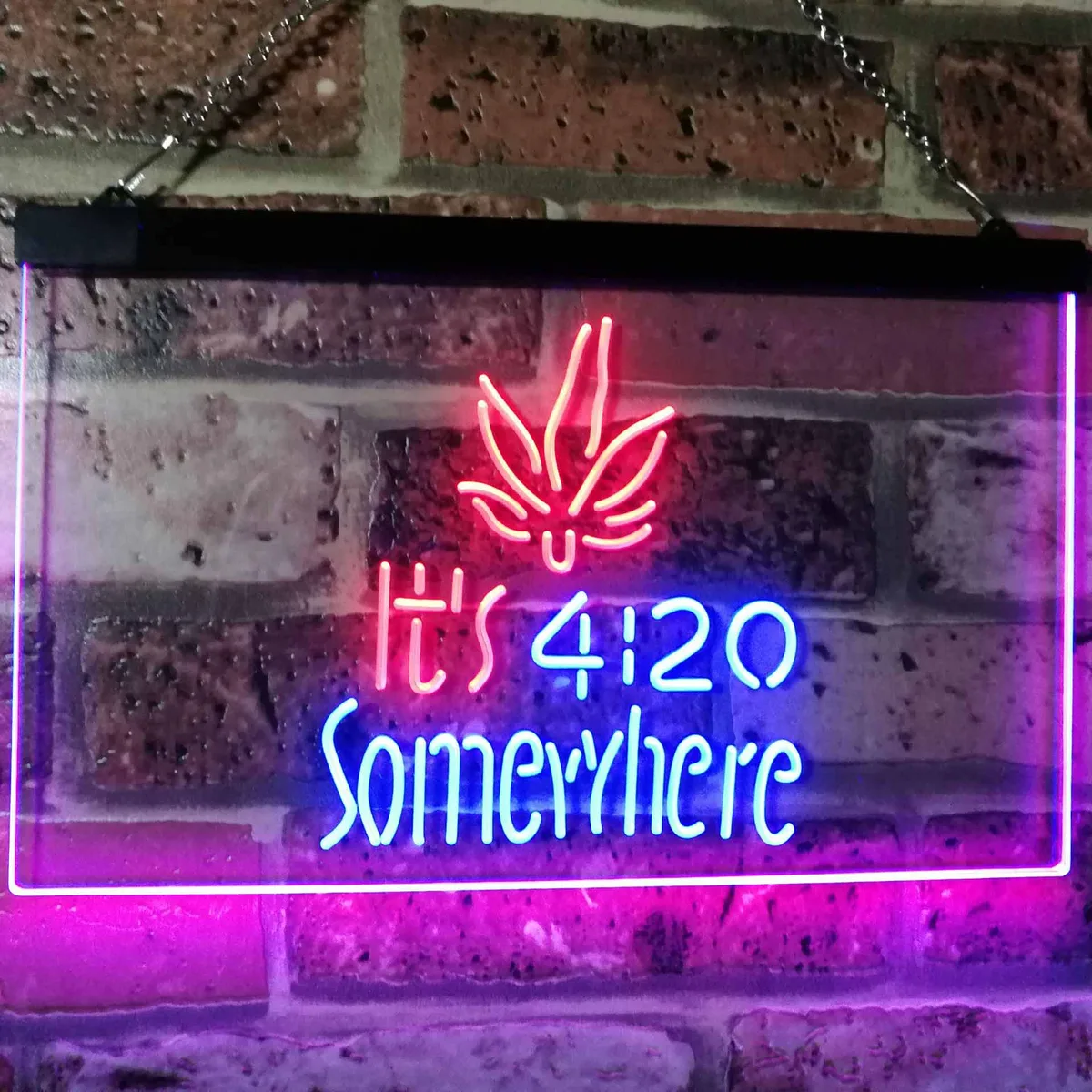 Weed It's 4:20 Somewhere Neon-Like LED Sign