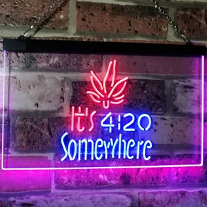 Weed It's 4:20 Somewhere Neon-Like LED Sign