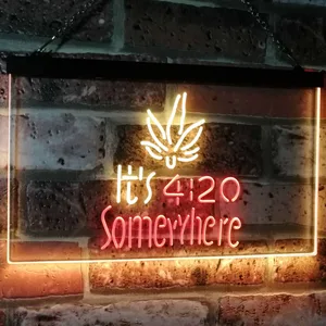 Weed It's 4:20 Somewhere Neon-Like LED Sign