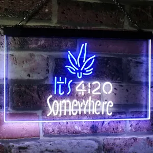 Weed It's 4:20 Somewhere Neon-Like LED Sign