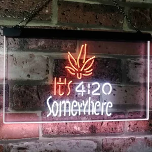Weed It's 4:20 Somewhere Neon-Like LED Sign
