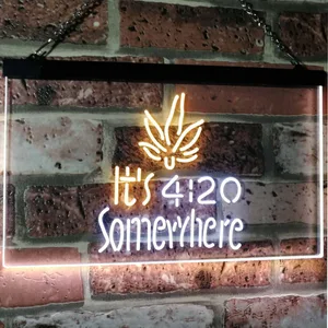 Weed It's 4:20 Somewhere Neon-Like LED Sign