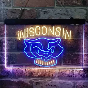 Wisconsin Badgers Logo 2 Neon-Like LED Sign