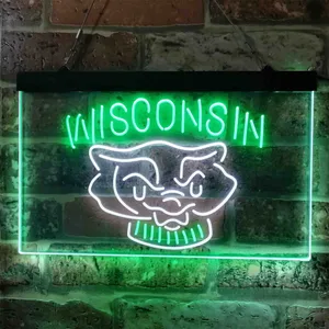 Wisconsin Badgers Logo 2 Neon-Like LED Sign
