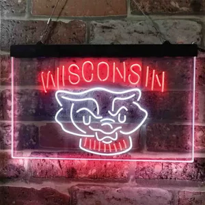 Wisconsin Badgers Logo 2 Neon-Like LED Sign