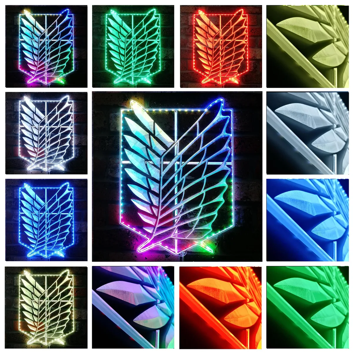 Attack on Titan Wings Survey Corps Emblem RGB LED Sign