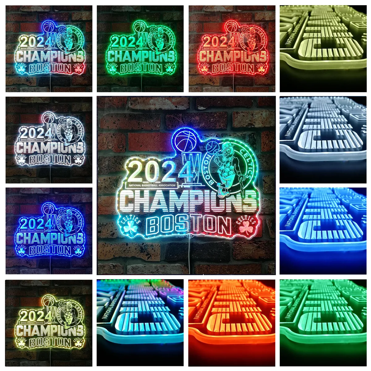Boston Celtics 2024 Champions NBA RGB LED Sign
