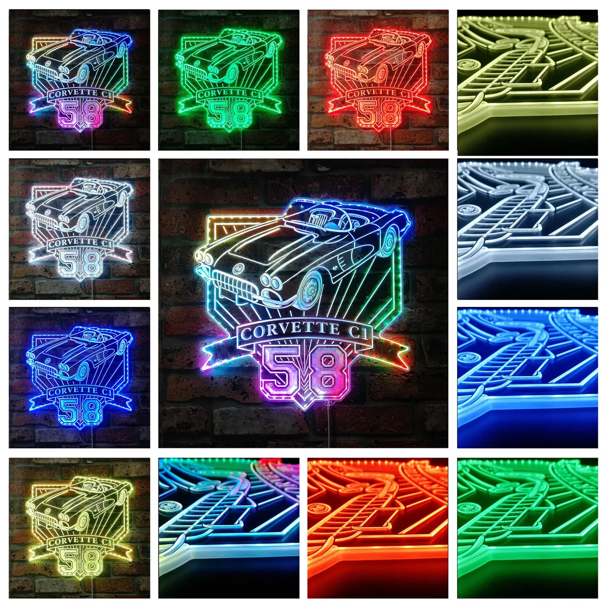 Chevrolet 1958 Corvette C1 RGB LED Sign