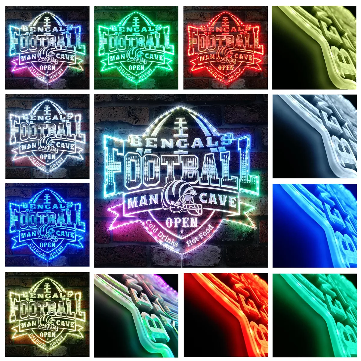 Cincinnati Bengals Man Cave RGB LED Sign