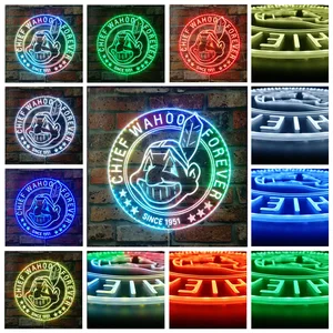 Cleveland Guardians Chief Wahoo Forever RGB LED Sign