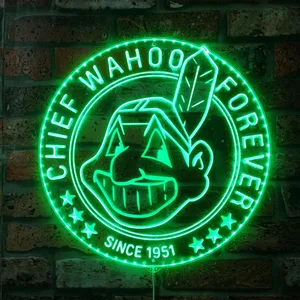 Cleveland Guardians Chief Wahoo Forever RGB LED Sign