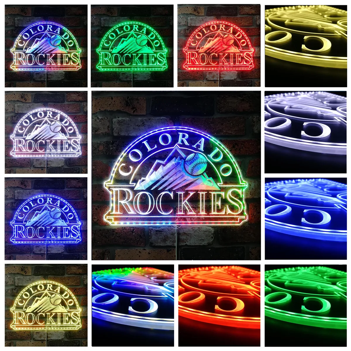 Colorado Rockies Signature Snow Mountain Logo RGB LED Sign