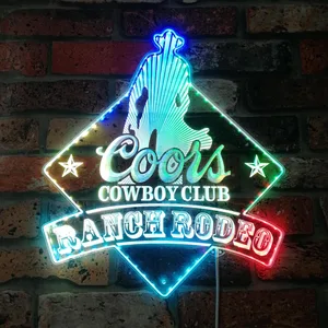Coors Cowboy Club Ranch Rodeo RGB LED Sign
