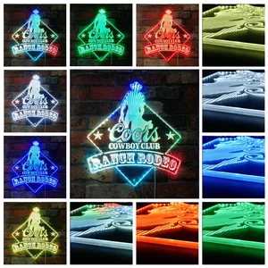 Coors Cowboy Club Ranch Rodeo RGB LED Sign